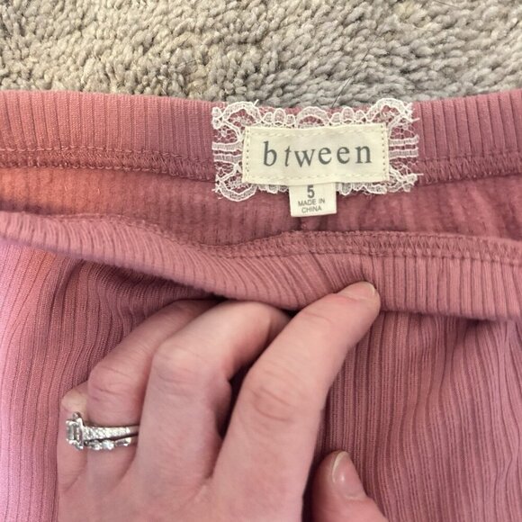 Btween Rib Brushed Yoga Pants Girls Size 5 Rose Pink Leggings Soft Stretchy - Picture 3 of 5